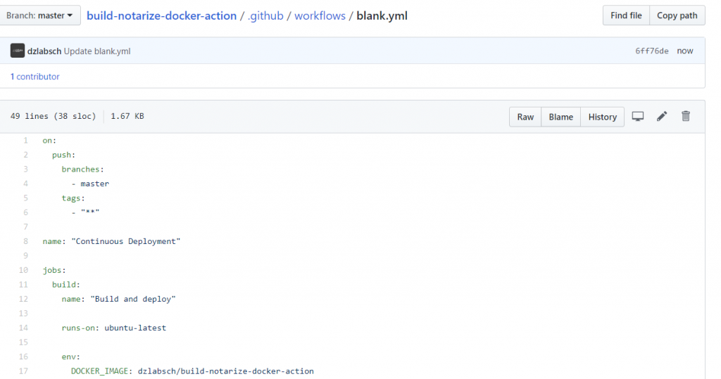GitHub Actions yml