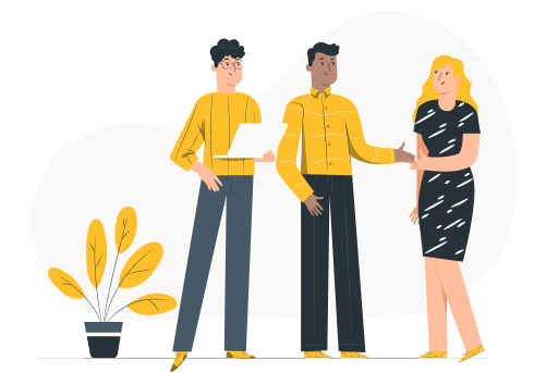 Illustration of a team joining together