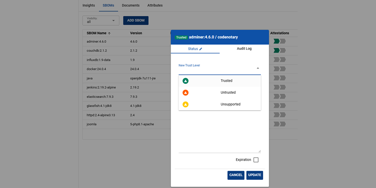 Trustcenter trusted artifacts